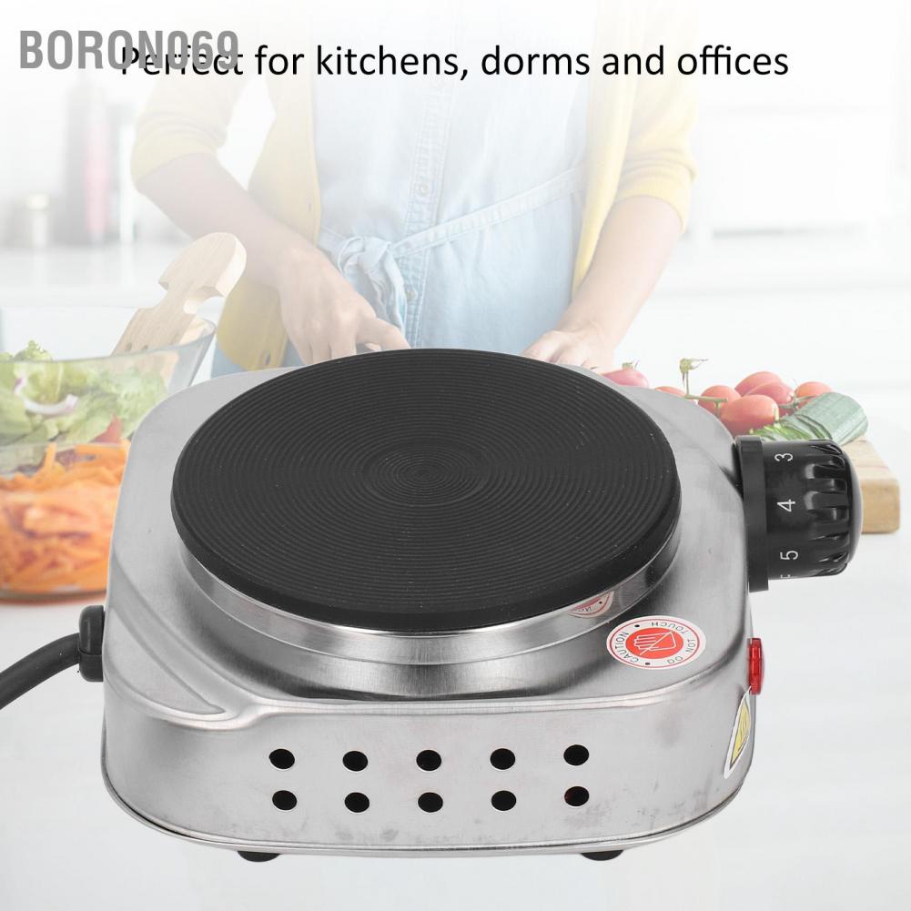 Boron069 Lò sưởi nấu ăn Bếp nhỏ di động bằng thép không gỉ Hệ thống dễ dàng vệ sinh Đĩa nóng điện 500W 110V phích cắm của Mỹ