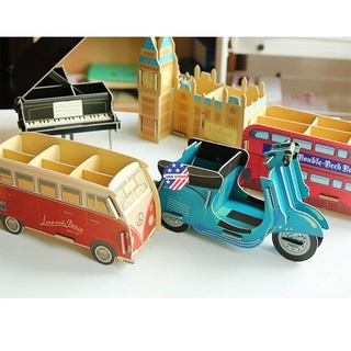 Hộp đựng bút - hũ đựng học sinh - ghép hình xe bus/xe máy