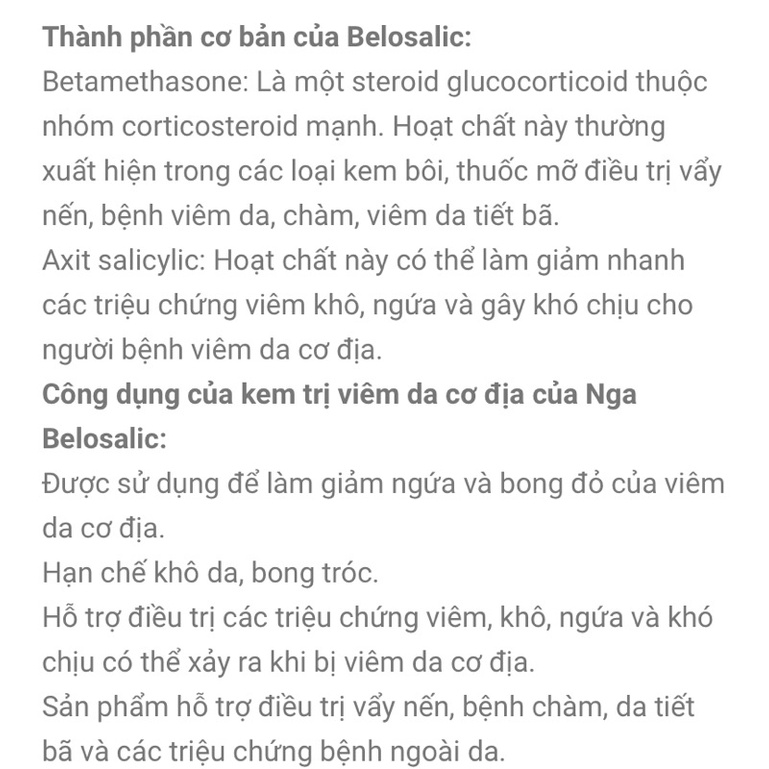 Kem bôi da cơ địa Belosalic Đa Năng Ngứa Vàng Nga