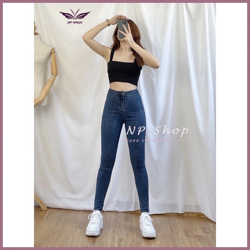 Quần skinny jeans nữ siêu co giãn cạp cao không túi trước NPQUAN015
