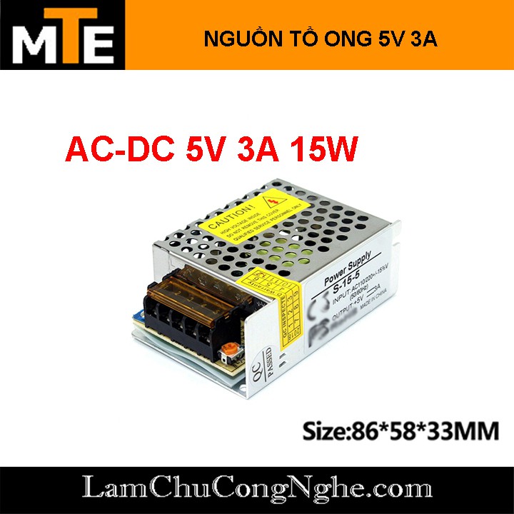 Nguồn tổ ong, nguồn led 5V 3A S-15-5