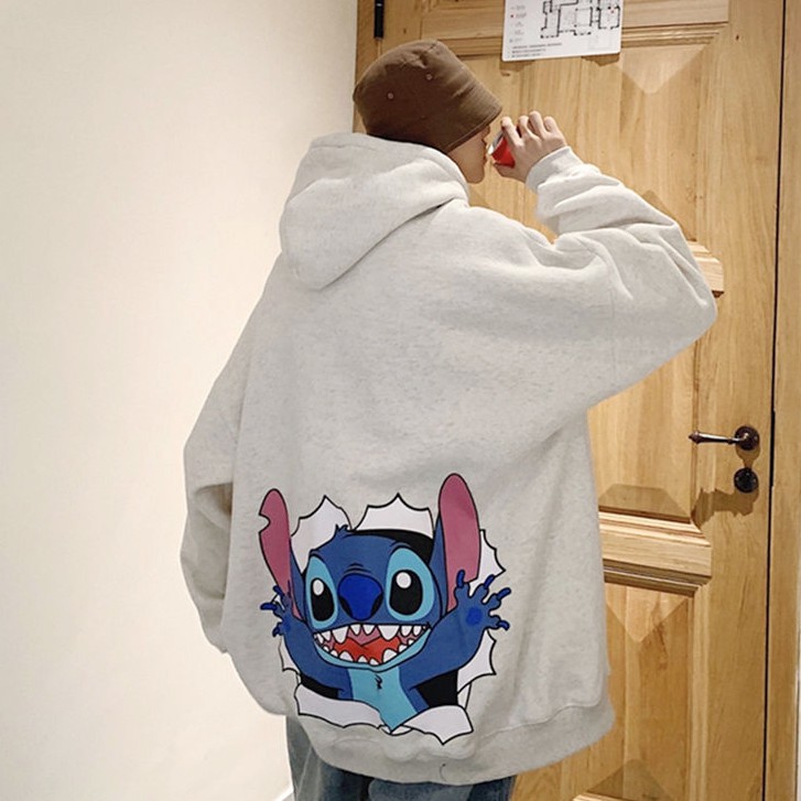 Áo hoodie dáng rộng hình phim hoạt hình Stitch trẻ trung | BigBuy360 - bigbuy360.vn