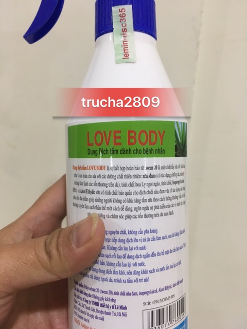 Dung dịch gel tắm khô love body shower gel