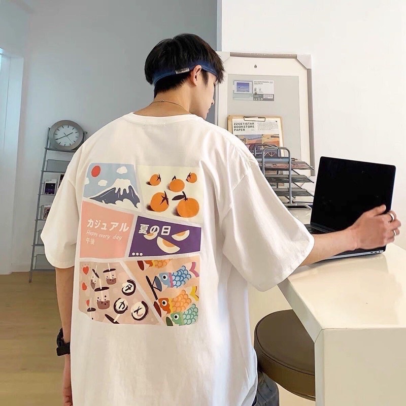 Áo Thun Tay Lỡ Unisex Happy màu ĐEN/TRẮNG /Nam nữ unisex❤️ Áo phông cổ tròn Jaystoree | BigBuy360 - bigbuy360.vn