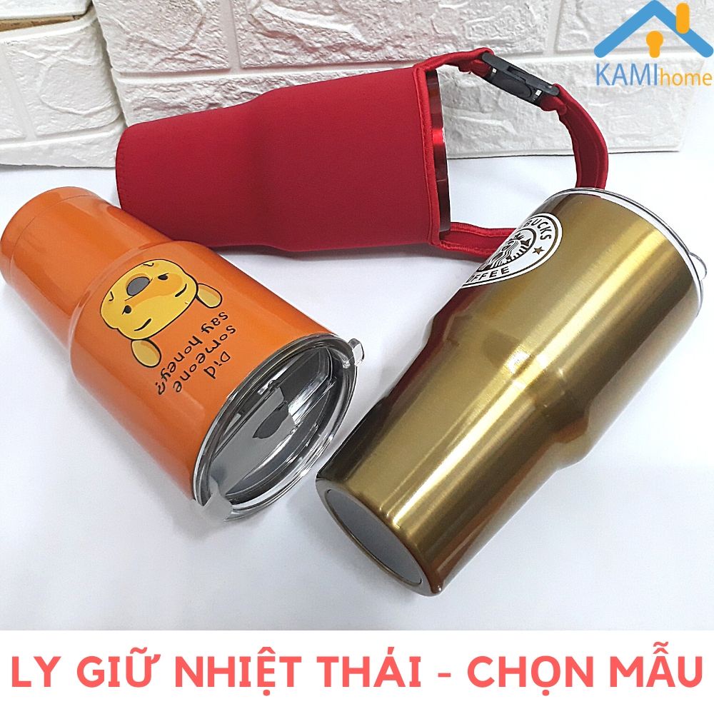 Ly giữ nhiệt Thái Lan 900ml ❤️Kèm Bộ Ống hút❤️ bình uống nước cốc cách nhiệt cao cấp Kami22008