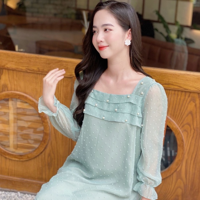 MEDYLA - Đầm bầu dự tiệc thu đông 2 lớp tơ bi lót lụa cho bầu đi chơi du lịch dự tiệc - VS1079