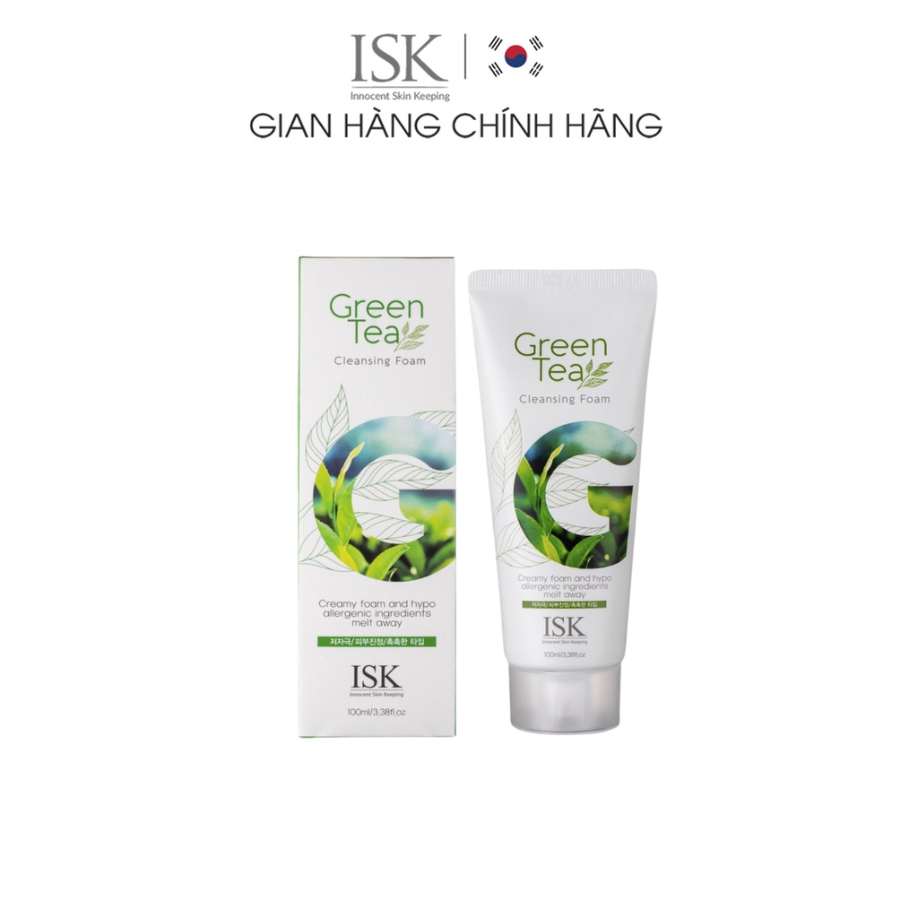 Sữa Rửa Mặt Chiết Xuất Trà Xanh ISK Sạch Sâu, Cấp Ẩm, Dưỡng Trắng Da Dung Tích 100ml
