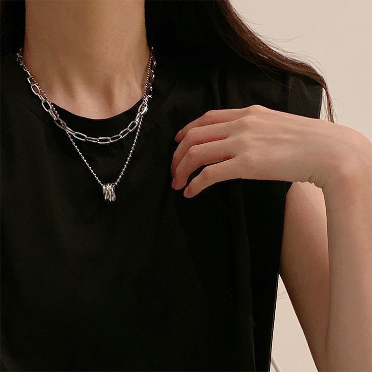 [HOT] VÒNG CỔ DÂY CHUYỂN 2 TẦNG PHỐI NHẪN KIM LOẠI PHONG CÁCH UNISEX THỜI TRANG PHONG CÁCH NỔI BẬT 223VC057