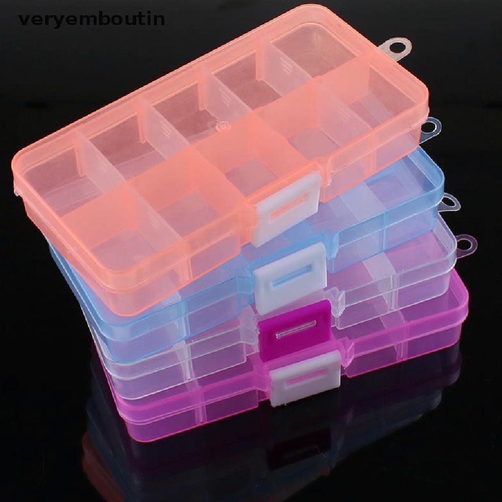 in 10 Compartments Detachable Transparent Compartment Plastic Storage Box n