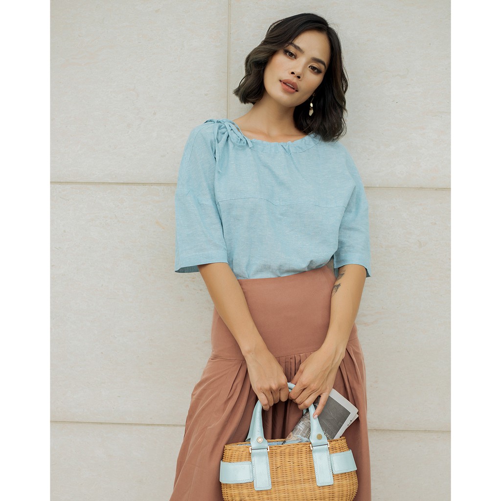 Chân váy Linen Nữ màu Cam Đất F2 Fashion &amp; Freedom - F2CVD16
