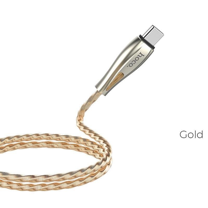 Cáp và truyền dữ liệu Hoco U56 Metal armor cổng Type-C, QC3.0, điện áp 2.4A max, dài 1.2M