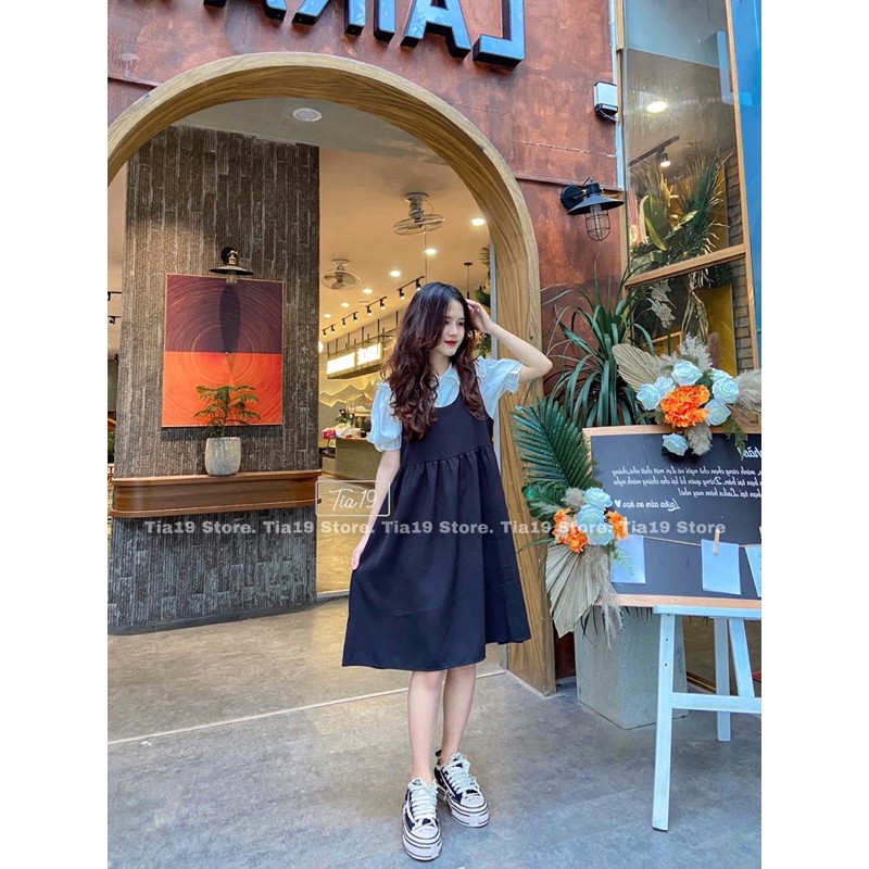 Set yếm babydoll trắng đen Lolita SP000012  ( Ảnh thật Tia19 chụp)