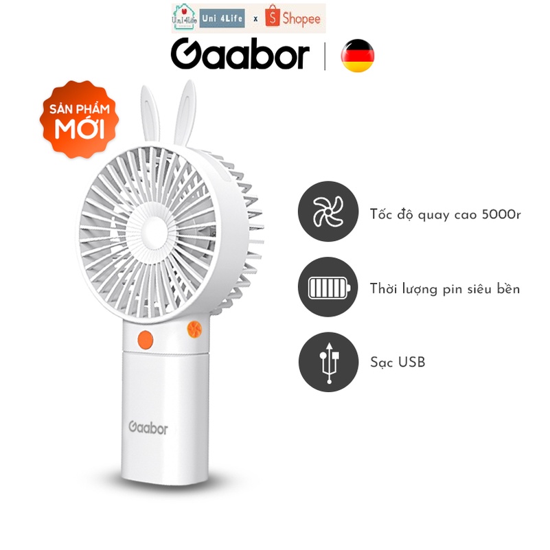 Quạt cầm tay mini tích điện GAABOR GFH-N78A sạc USB di động tiện lợi - Hàng chính hãng