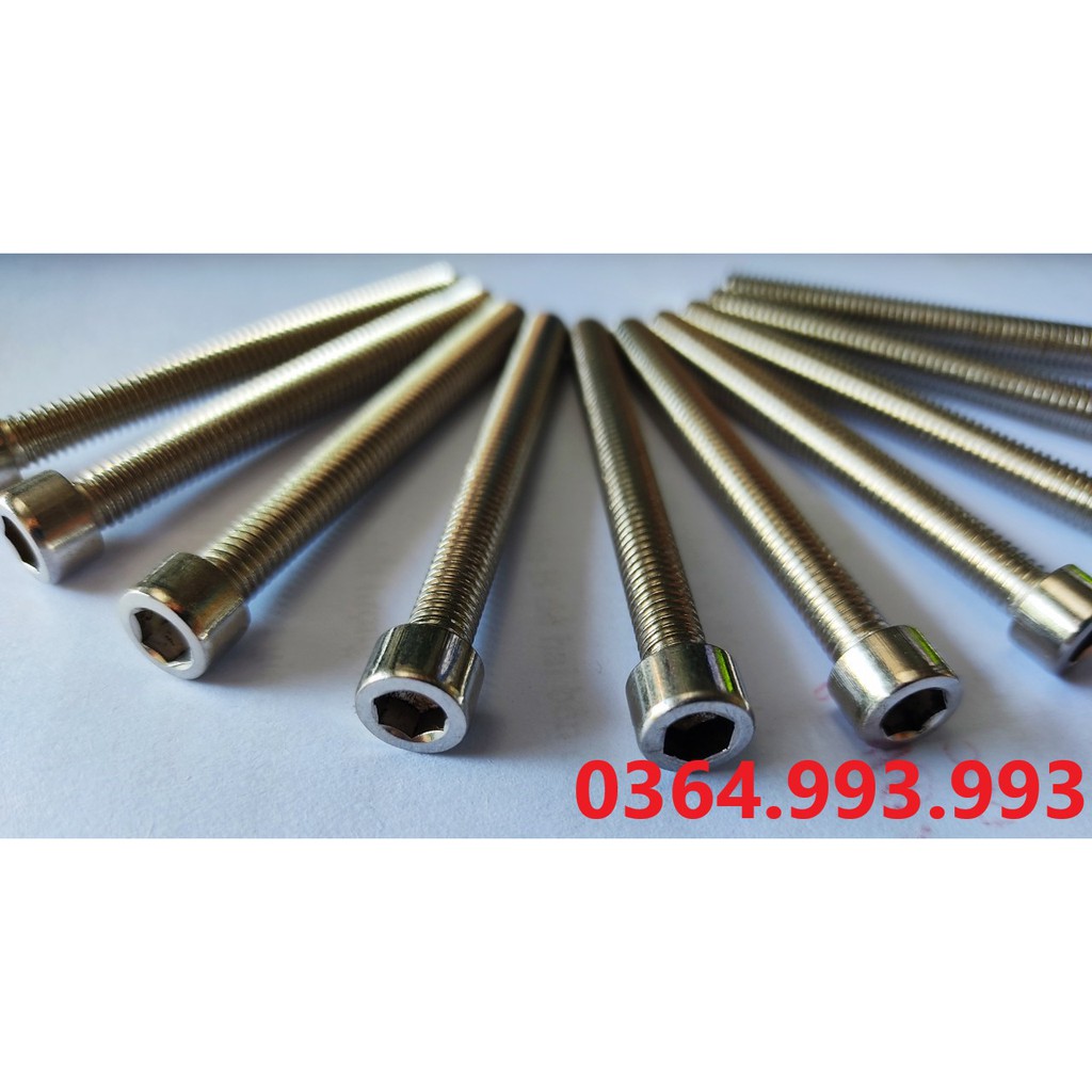 Gói 20 cái Bulong lục giác chìm M6x20, M6x30, M6x40, M6x50, M6x60. Chất liệu: INOX 201