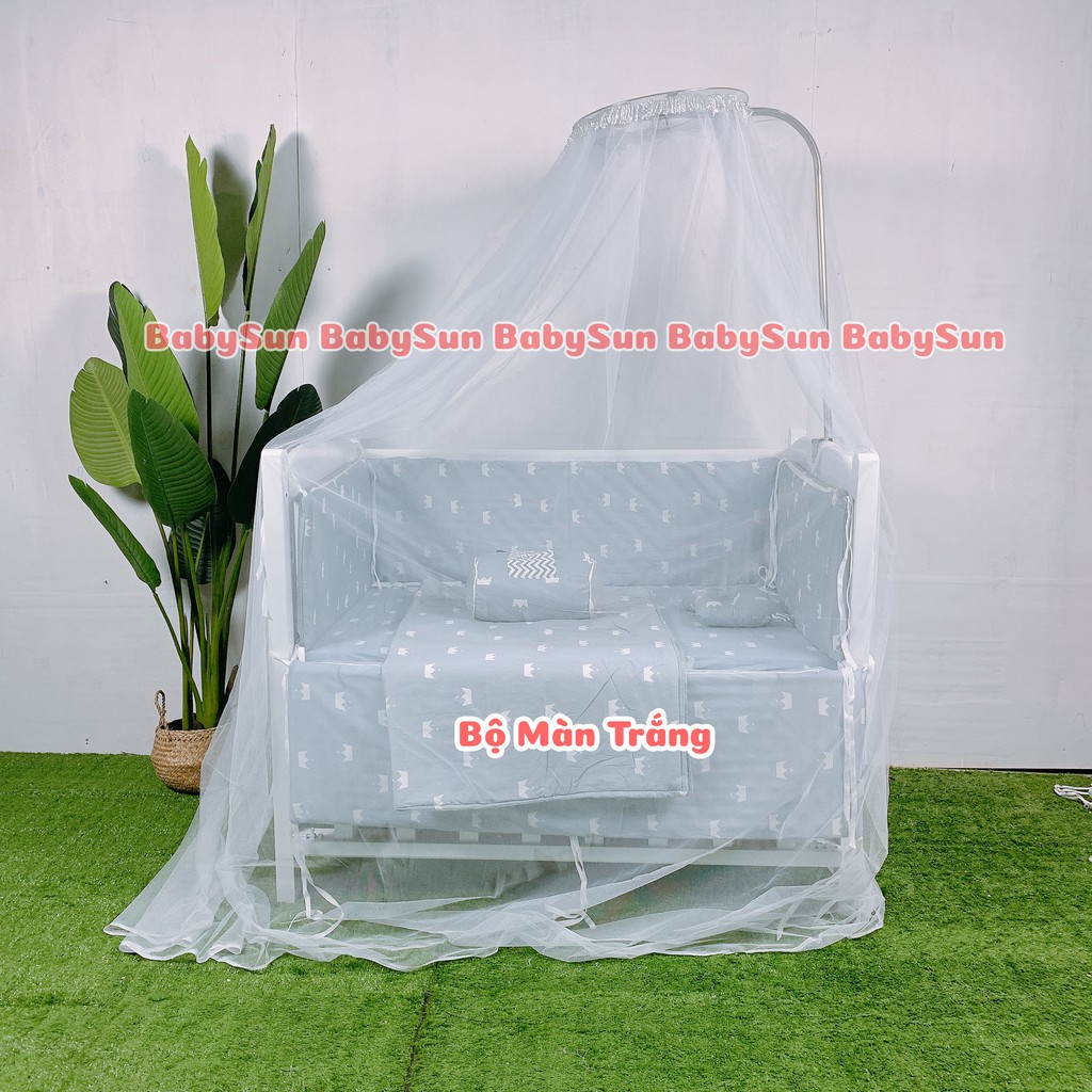 Màn Cũi Và Khung Treo Mùng Nôi Cũi Cho Bé BABYSUN Chất Liệu Màn Tuyn Dày Dặn Chống Muỗi Khung Inox Chắc Chắn