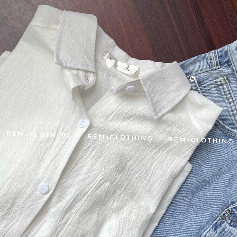 Áo sơmi nữ ngắn tay chất đũi