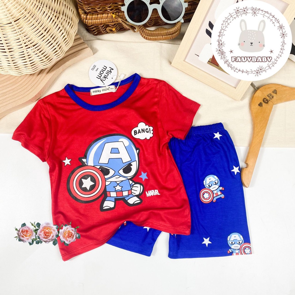 Đồ Bộ MINKY MOM Chính Hãng Bé Trai Bé Gái Cộc Tay Thun Lạnh Biệt Đội Siêu Anh Hùng Cool Bé 0 1 2 3 4 5 Tuổi - Favbaby