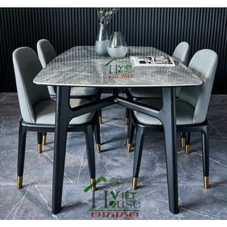 Bộ Bàn ăn mặt đá Ceramic sang trọng 1m4