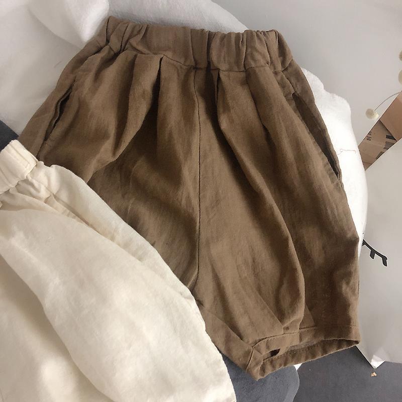 Quần Short Cotton Lanh Mùa Hè Cho Bé Trai Bé Gái