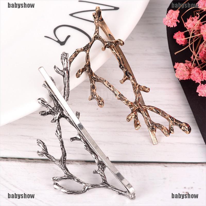 ❤ Kẹp Tóc Kim Loại Xi Vàng / Bạc Hình Cành Cây