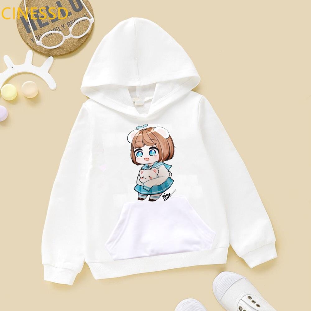 Áo Hoodie màu trắng in hình hero team cực chất đủ size cho bé trai bé gái