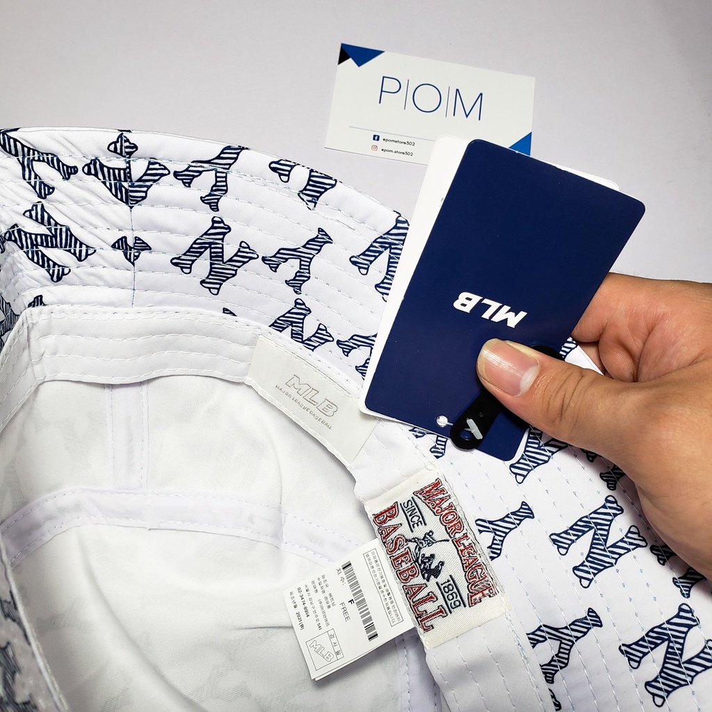 Mũ Bucket M.L.B NY Monogram White nón Bucket NY - Pom Store