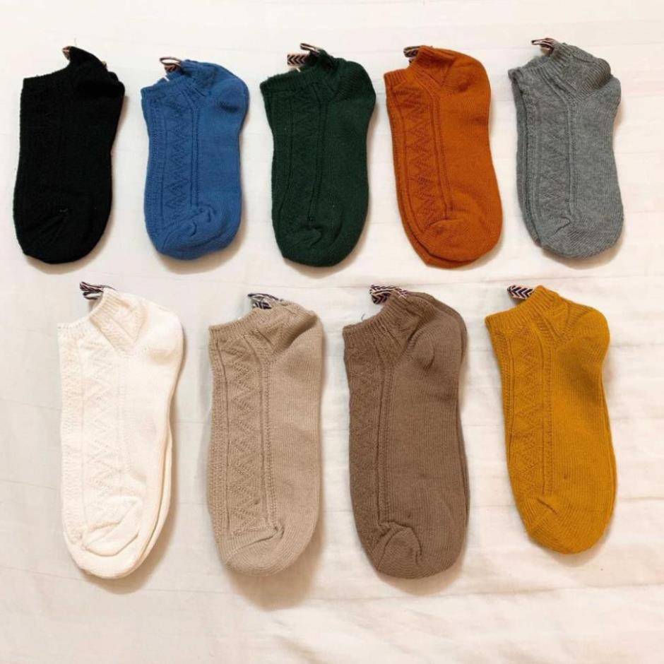 Tất Tất Ngắn Cổ 9 màu Vintage Tất Cổ Ngắn Cotton Trơn cổ điển Phong cách Nhật Hàn Hot Trend Tất Cổ Ngắn Ulzzang