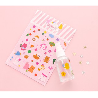 Sticker hoa và chú gấu cute dùng trang trí sổ tay