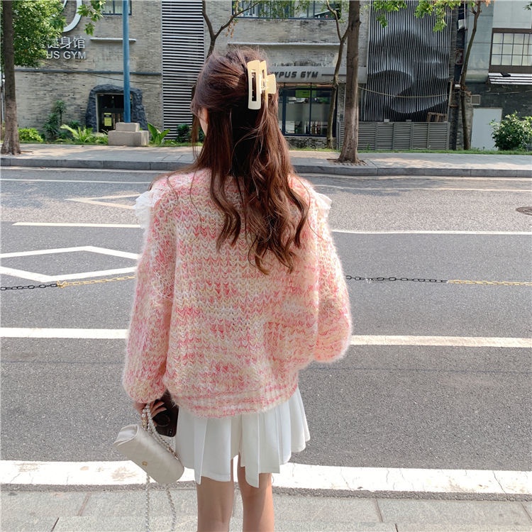 Áo Len Tay Dài Họa Tiết Màu Nhuộm Phong Cách Hàn Quốc Ngọt Ngào