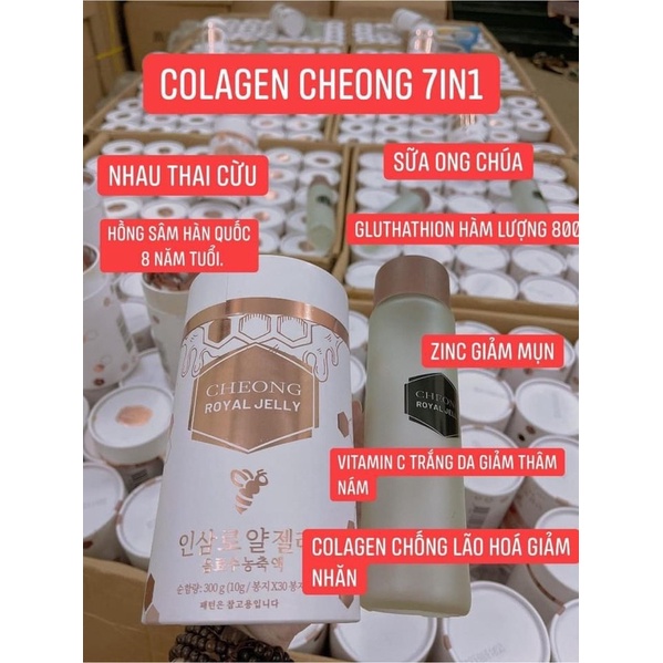 Colagen sữa ong chúa Cheong royal jelly hộp 30 gói trẻ hoá sáng da mờ nám