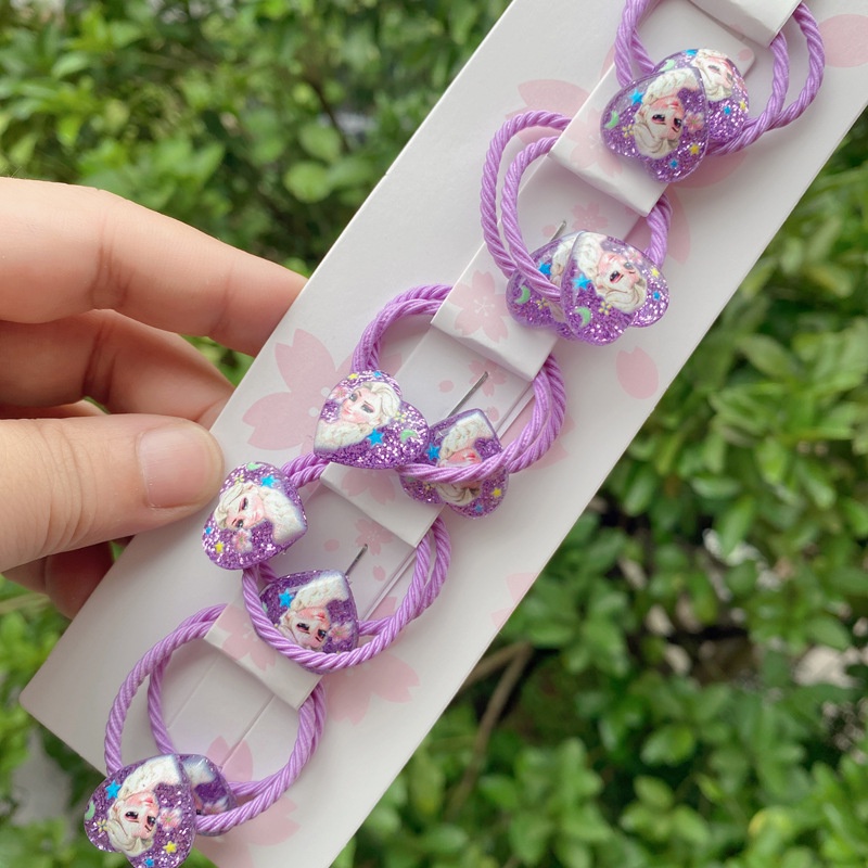 Dây Cột Tóc Da Họa Tiết Công Chúa Elsa Xinh Xắn Cho Bé Gái