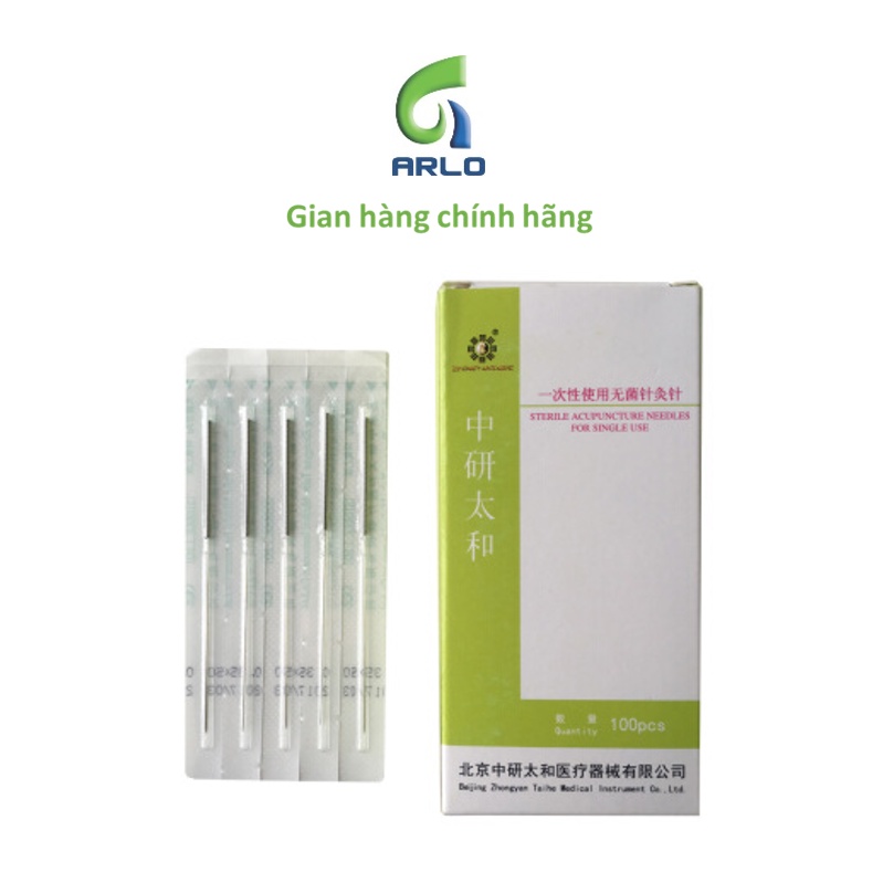 Kim châm cứu Thái Hòa vô trùng dùng 01 lần sắc bén - Chính hãng Khánh Phong - Hộp vỉ 05 và vỉ 10 gồm 100 kim