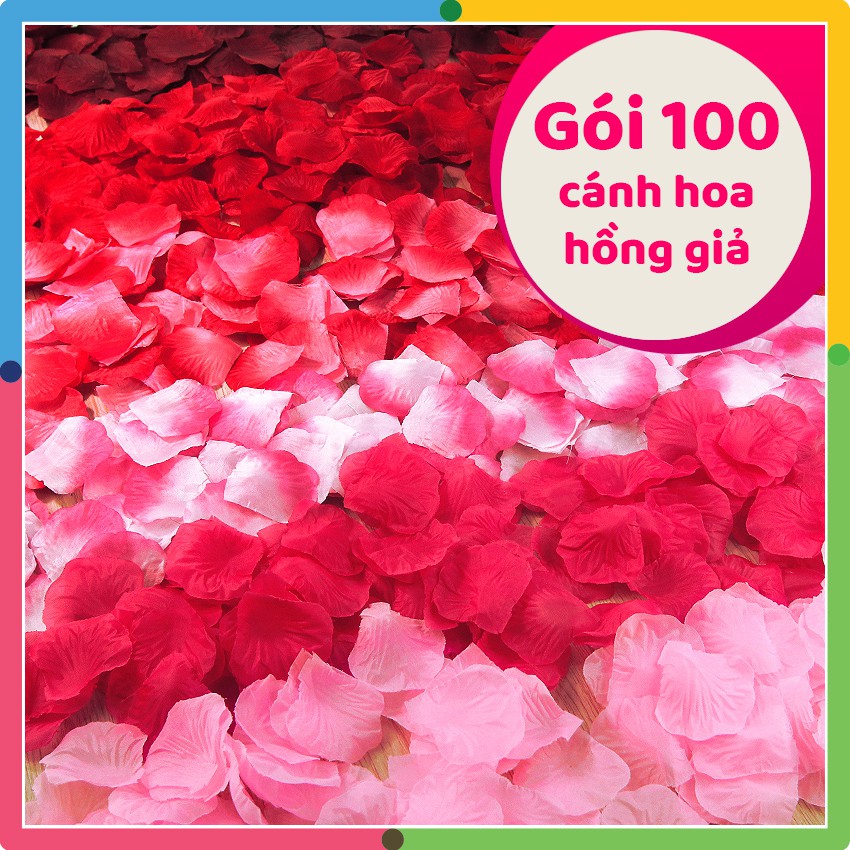 Gói 100 cánh hoa hồng giả trang trí tiệc cưới, sinh nhật