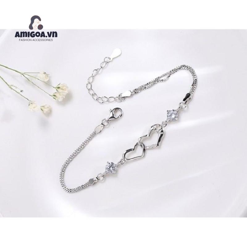 ✨✨Lắc Tay Bạc Ý Hình Trái Tim Đôi Thông Điệp Tình Yêu S925 Cao Cấp