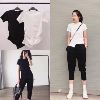 Áo vạt lệch dúm eo nữ A40