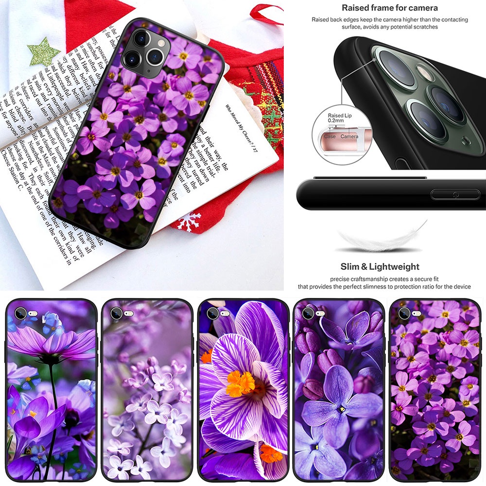 Ốp Điện Thoại Họa Tiết Hoa Tím Cho iPhone 5 5S 6 6S 7 8 11 Pro Max Plus SE XR ILE52