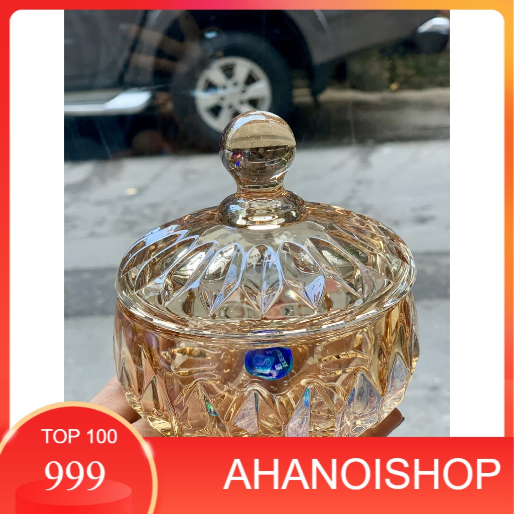 Âu thố thủy tinh trong suốt có nắp đựng mứt kẹo bánh ô mai hạt dẻ cười hướng dương Tết 2021 đẹp cao cấp giá rẻ V178
