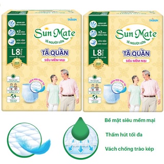 Combo 2 gói Tã quần người lớn Sunmate Siêu mềm mại size L8