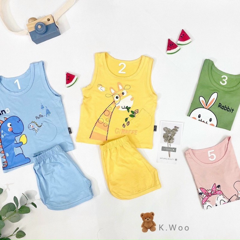 Quần áo trẻ em MATYDO bộ ba lỗ sát nách cao cấp nhiều màu đáng yêu cho bé TL04