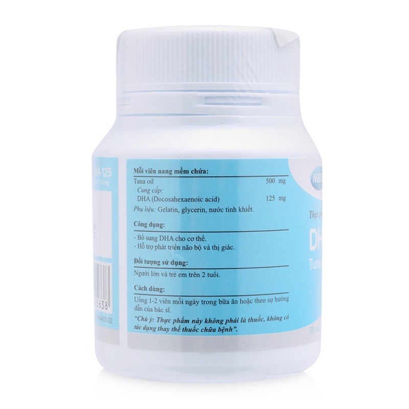 Viên dầu cá DHA-125 - Chai 30 viên (DHA 125)
