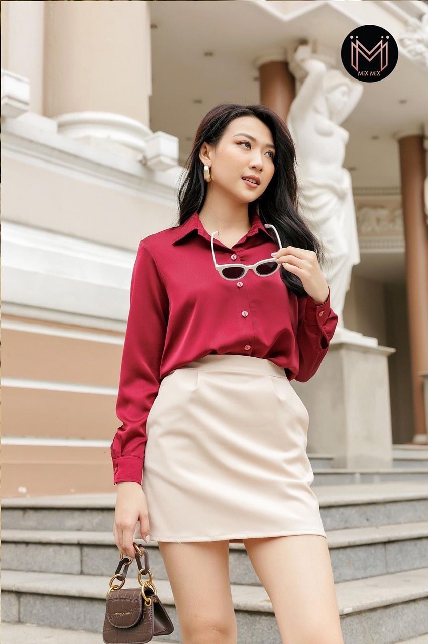 Áo sơ mi lụa trơn cá tính hàng đẹp fom nhỏ | BigBuy360 - bigbuy360.vn