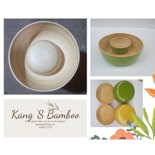 [Gồm 2 chậu]Chậu ngâm chân +bát ngâm tay bằng tre dùng trong Nail và Spa , gội đầu