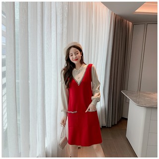 Váy cho con bú -  dáng suông A chất len mềm mịn
