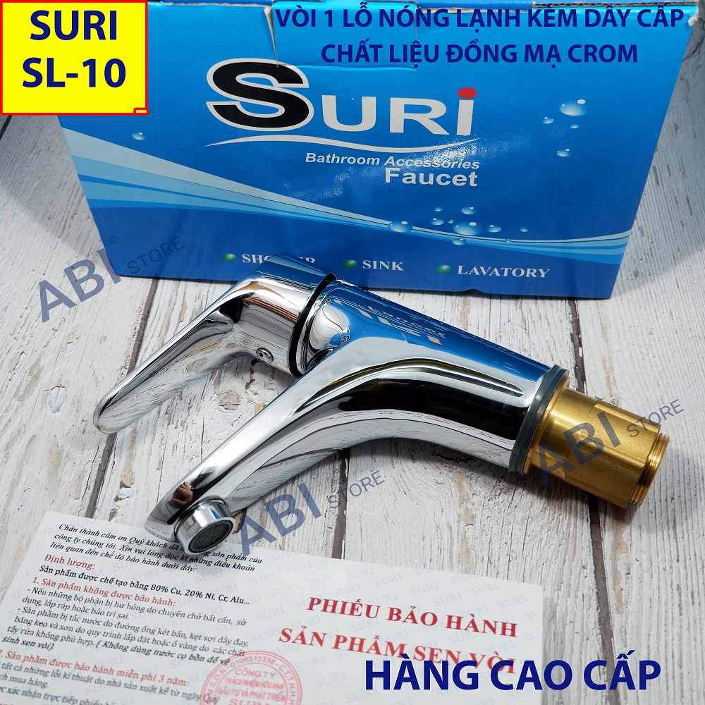 Vòi chậu rửa mặt 1 chân nóng lạnh SL10 hàng hãng Việt Nam b.h 3 năm, vòi lavabo 1 lỗ  thân đồng cao cấp