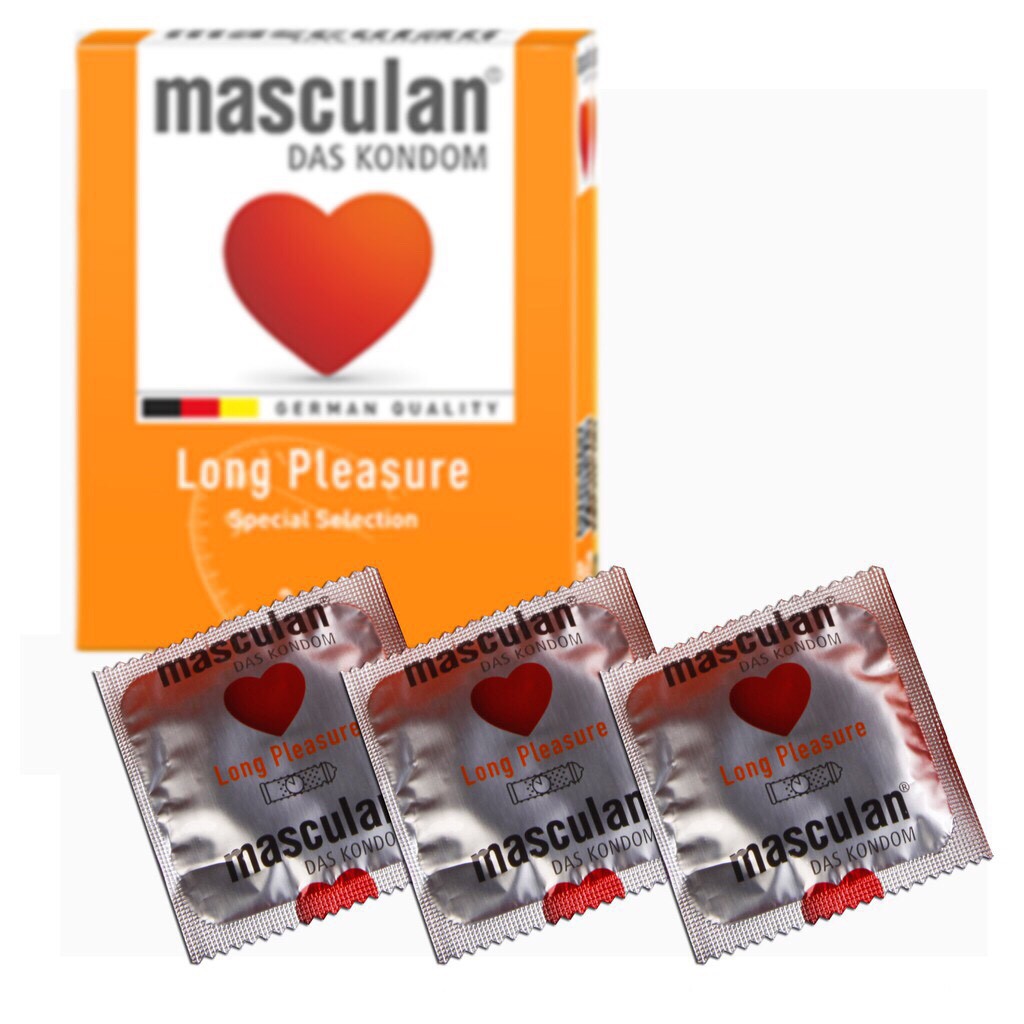 Bao Cao Su Kéo Dài Thời Gian Masculan Long Pleasure - Giúp Phòng Tránh Thai - Hộp 10 Cái - Luxcare