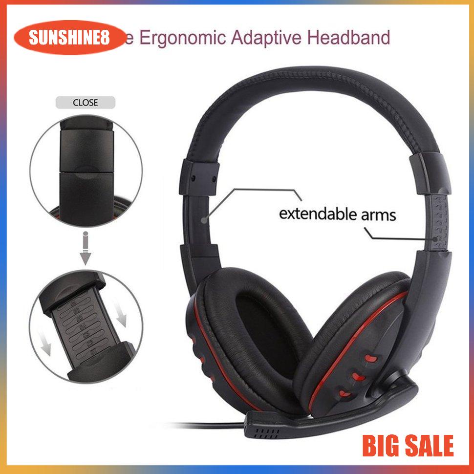 【SUN】Laptop PC Computer Headphone Stereo Gaming Headband Headset 3.5mm Jack Wired