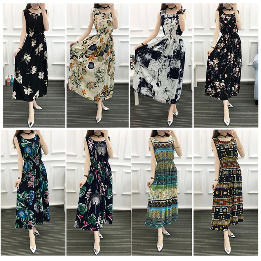 Váy đầm tone cotton maxi dài dạo chơi, đi biển - Mã 69