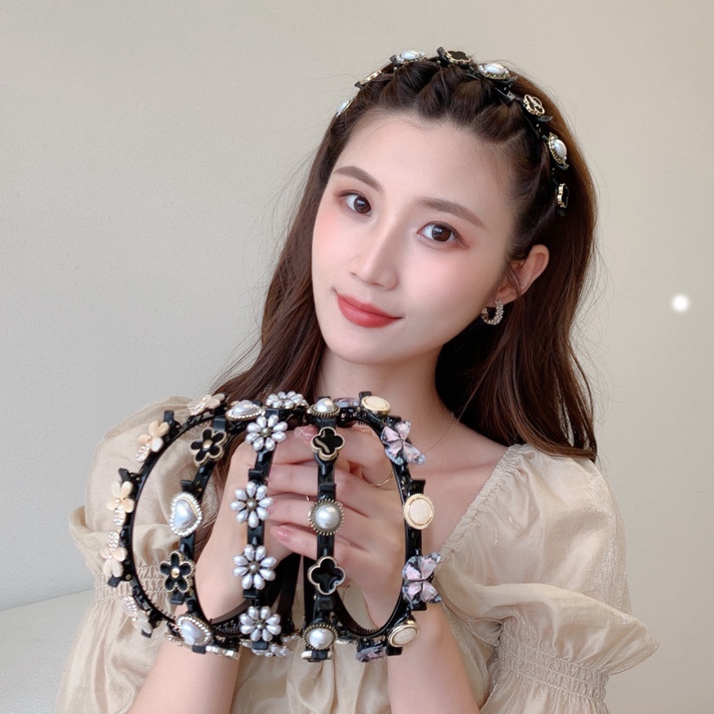 Băng Đô Cài Tóc Đính Đá Ngọc Trai Và Kim Cương Giả Phong Cách Hàn Quốc Mới