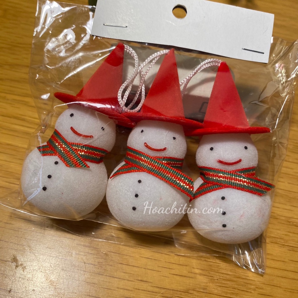 Set 3 con người tuyết trang trí cây thông Noel giáng sinh cao 4cm