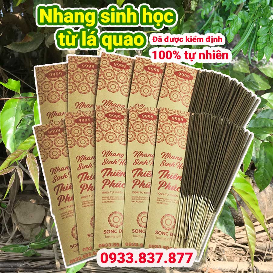 Nhang sinh học từ lá quao Song Đào 2 công dụng thờ cúng và xua muỗi - Nhang sạch 100% đã được kiểm định.